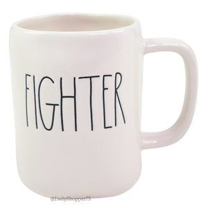 Rae Dunn "Fighter" Large Rustic Off-White Glazed Ceramic Coffee Mug